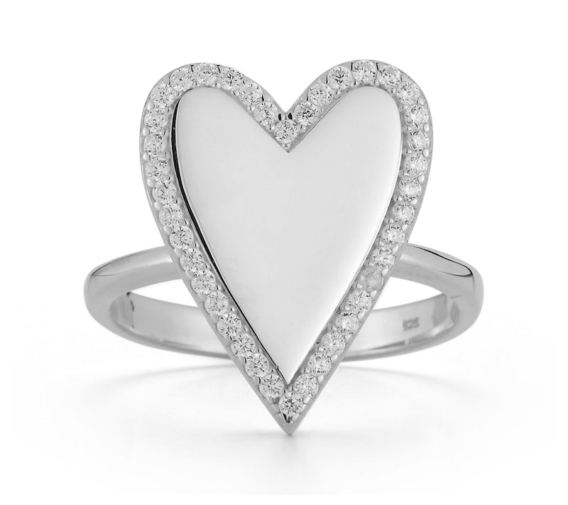 Sterlina Silver Pave Heart Ring, Sterling — View 8