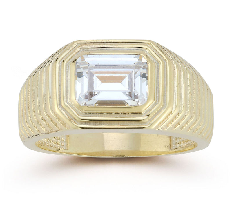 Sterlina Silver Emerald Cut Vintage Signet Ring, Sterling — Main view