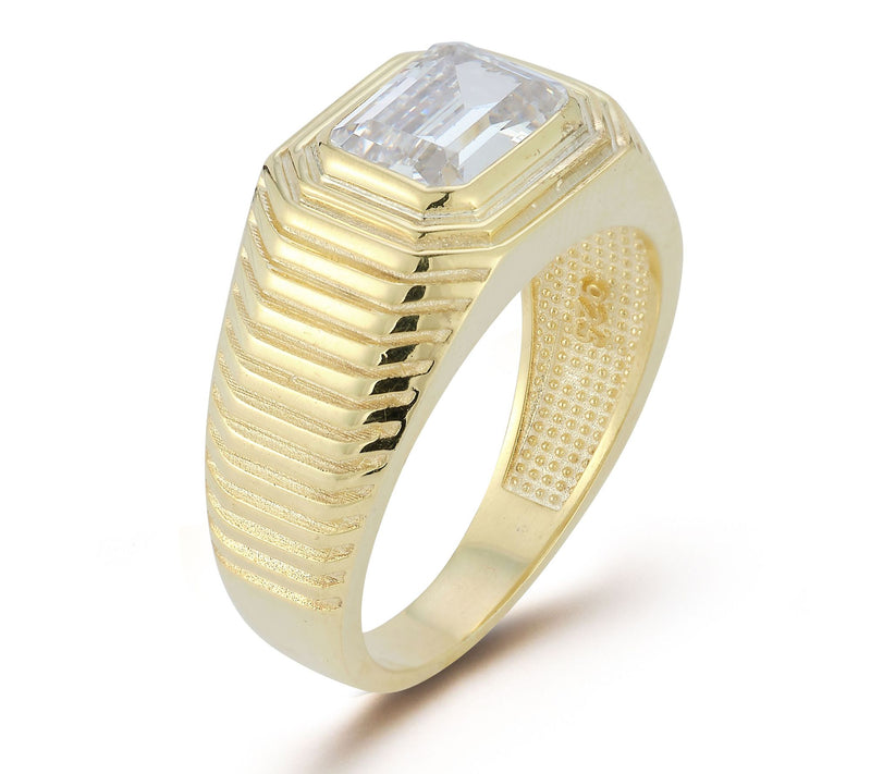 Sterlina Silver Emerald Cut Vintage Signet Ring, Sterling — View 2