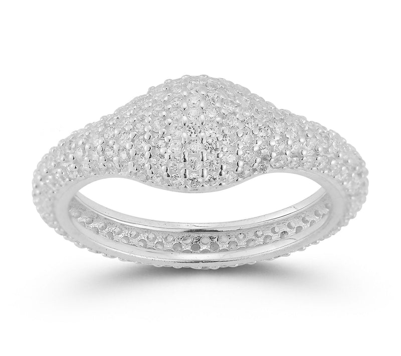 Sterlina Silver Pave Round Signet Ring, Sterling — View 8