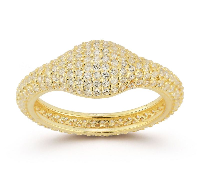 Sterlina Silver Pave Round Signet Ring, Sterling — View 9