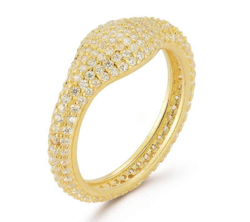 Sterlina Silver Pave Round Signet Ring, Sterling — View 2