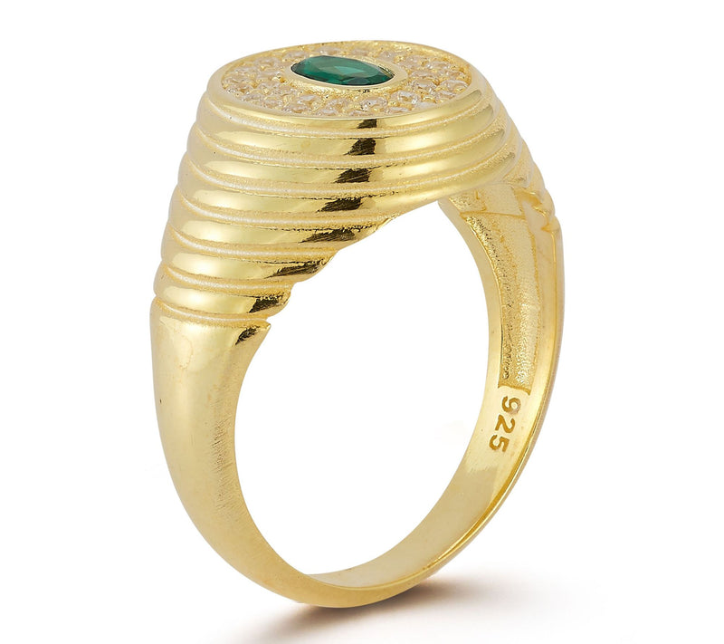 Sterlina Silver Green Oval Vintage Signet Ring,Sterling — View 2