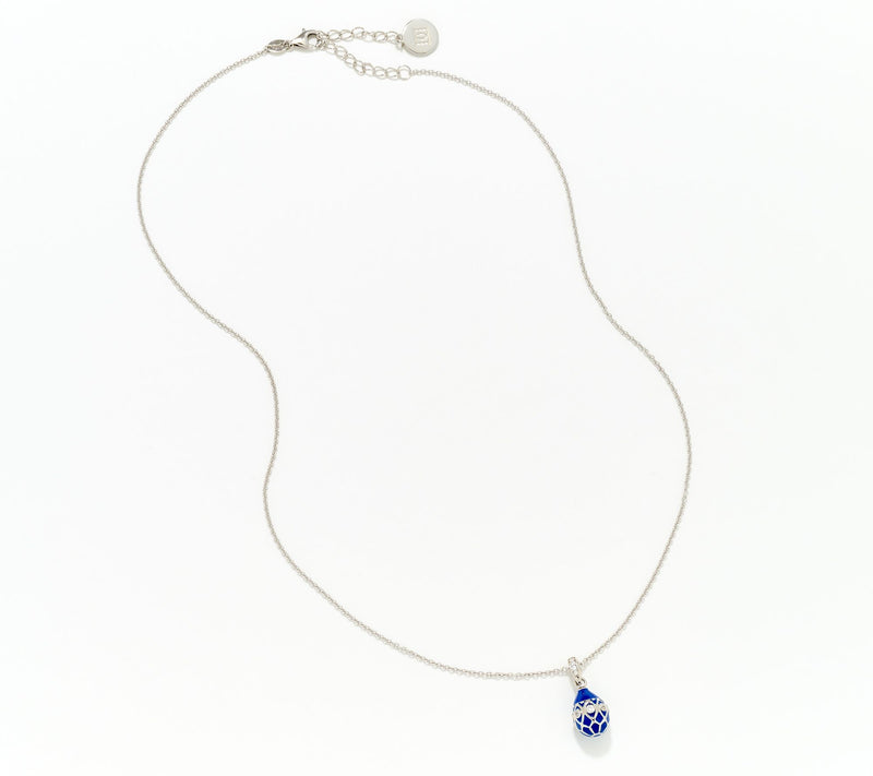 Diamonique x Prince Dimitri Enamel Egg Necklace, Sterling Silver — View 8