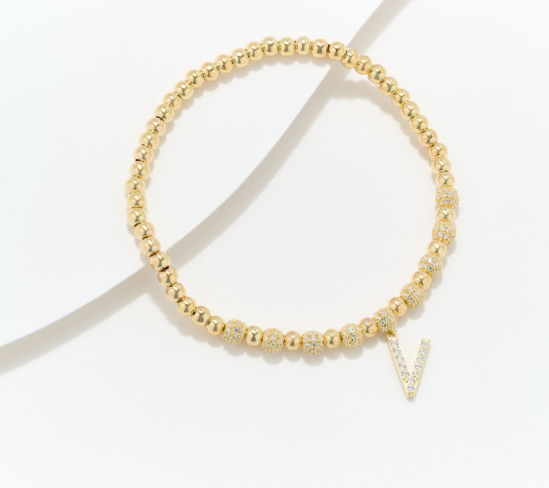 Diamonique x Kathy Levine Name Fame Bracelet, 14K Gold Plated — View 17