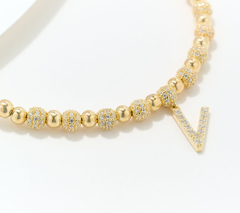 Diamonique x Kathy Levine Name Fame Bracelet, 14K Gold Plated — View 18