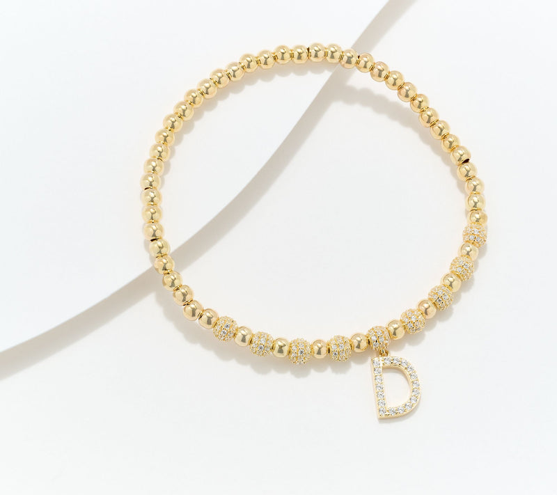 Diamonique x Kathy Levine Name Fame Bracelet, 14K Gold Plated — View 33