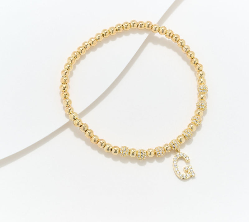 Diamonique x Kathy Levine Name Fame Bracelet, 14K Gold Plated — View 35