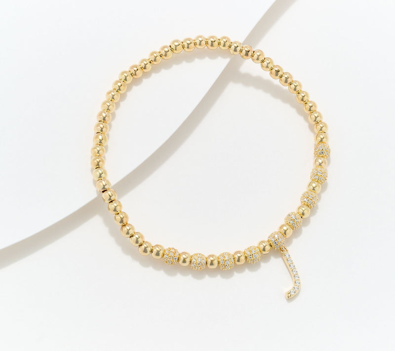 Diamonique x Kathy Levine Name Fame Bracelet, 14K Gold Plated — View 36
