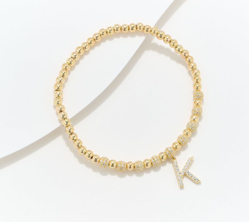 Diamonique x Kathy Levine Name Fame Bracelet, 14K Gold Plated — View 37