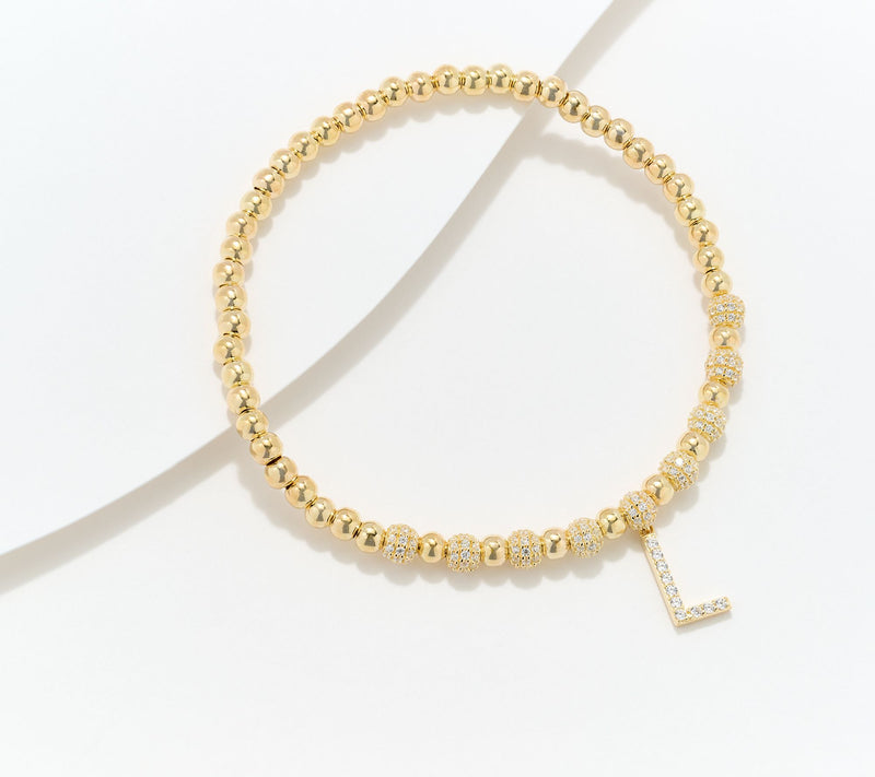 Diamonique x Kathy Levine Name Fame Bracelet, 14K Gold Plated — View 38