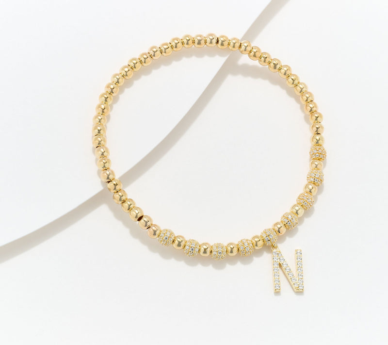 Diamonique x Kathy Levine Name Fame Bracelet, 14K Gold Plated — View 40