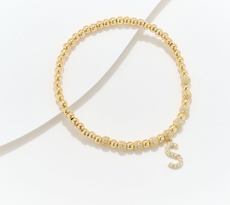 Diamonique x Kathy Levine Name Fame Bracelet, 14K Gold Plated — View 43