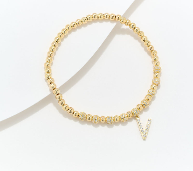 Diamonique x Kathy Levine Name Fame Bracelet, 14K Gold Plated — View 44