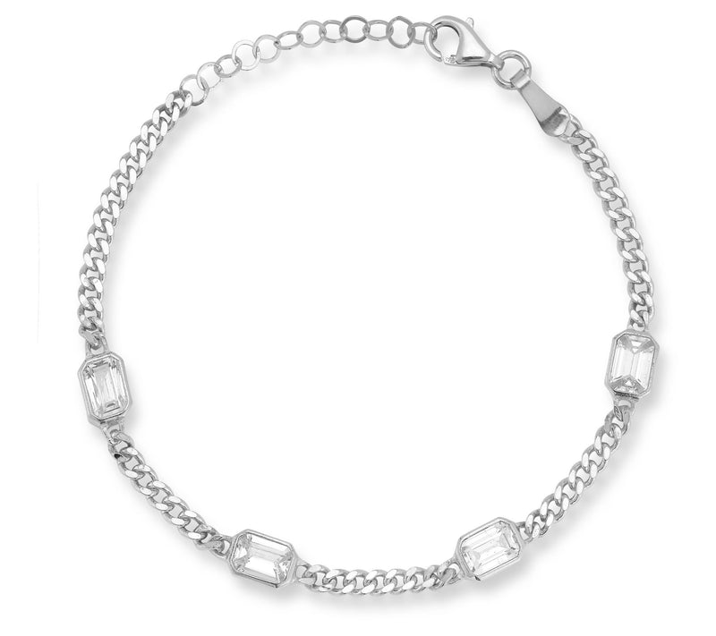 Sterlina Silver Emerald Cut Station Bracelet, Sterling — Main view