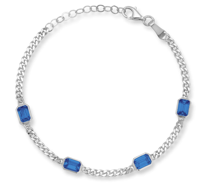 Sterlina Silver Emerald Cut Station Bracelet, Sterling — View 9
