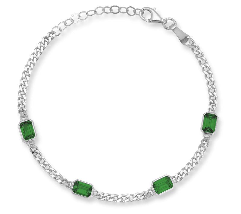 Sterlina Silver Emerald Cut Station Bracelet, Sterling — View 11