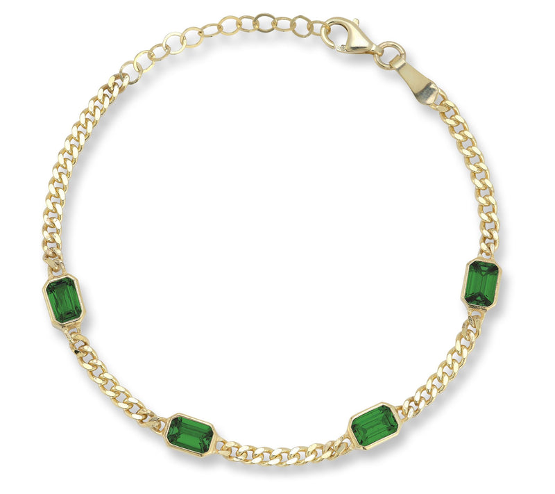 Sterlina Silver Emerald Cut Station Bracelet, 14K Gold Plated — View 11