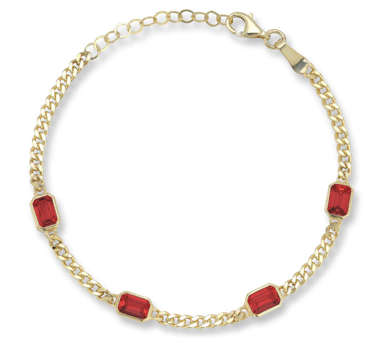 Sterlina Silver Emerald Cut Station Bracelet, 14K Gold Plated — View 12
