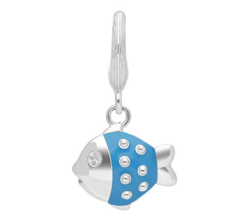 Ariva Sterling Silver White Topaz Blue Fiona the Fish Charm — View 9