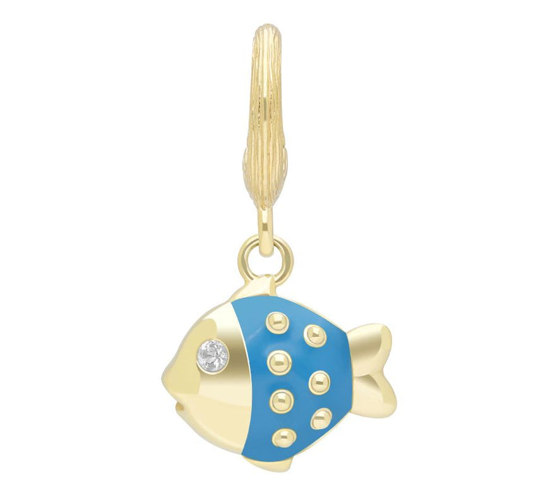 Ariva Sterling Silver White Topaz Blue Fiona the Fish Charm — Main view