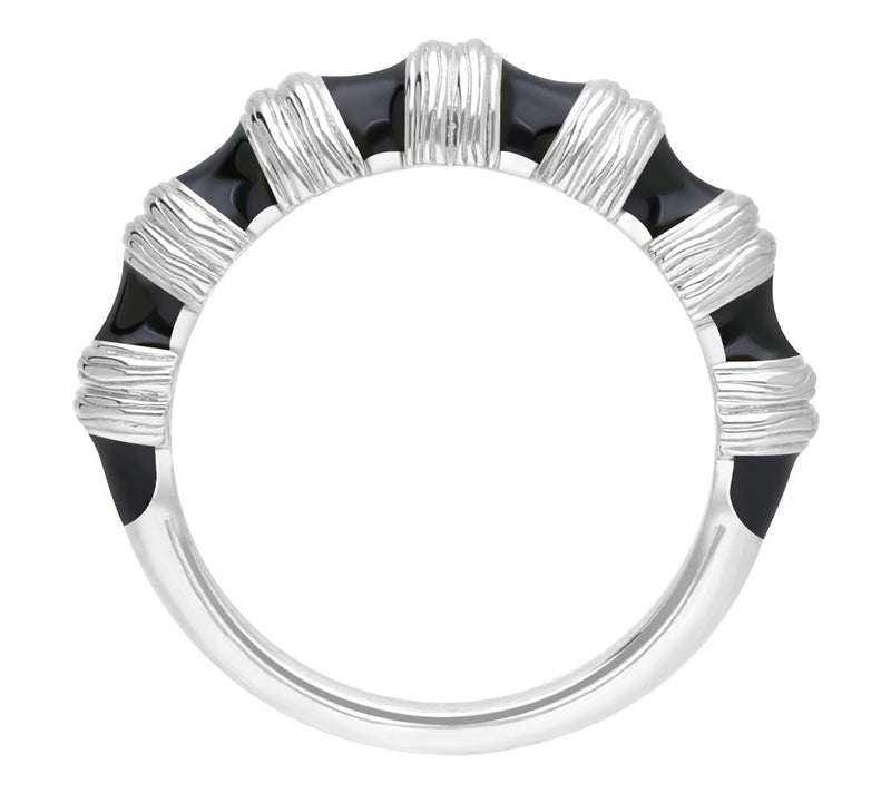 Ariva Sterling Silver Enamel Hampton Band Ring — View 2