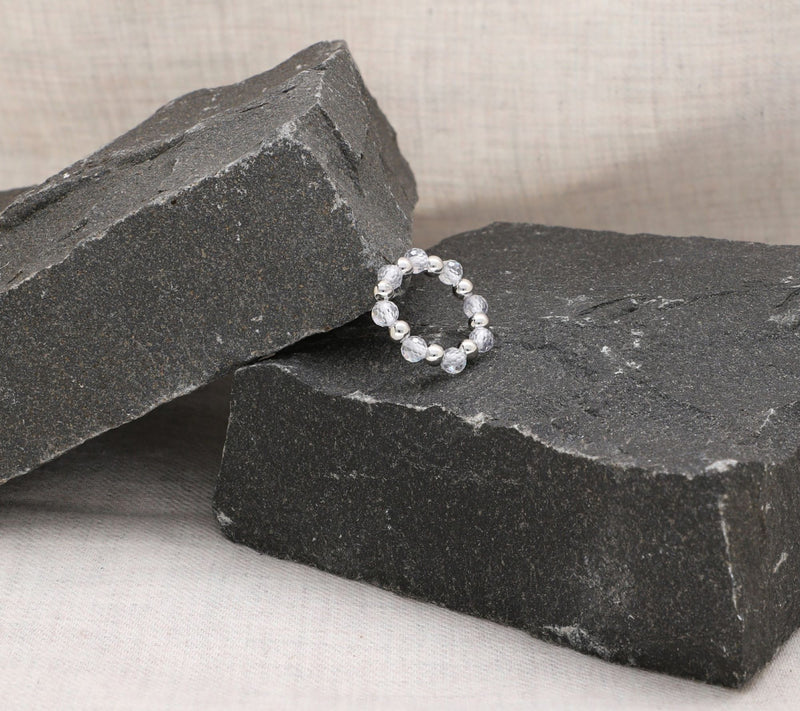 Elyse Ryan Silver Faceted Cubic Zirconia BeadedLinda Ring — View 4