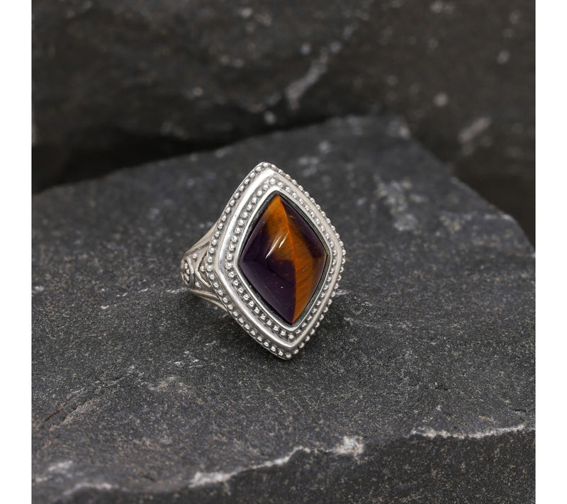 Elyse Ryan Sterling Silver Tiger's Eye Ring — View 4