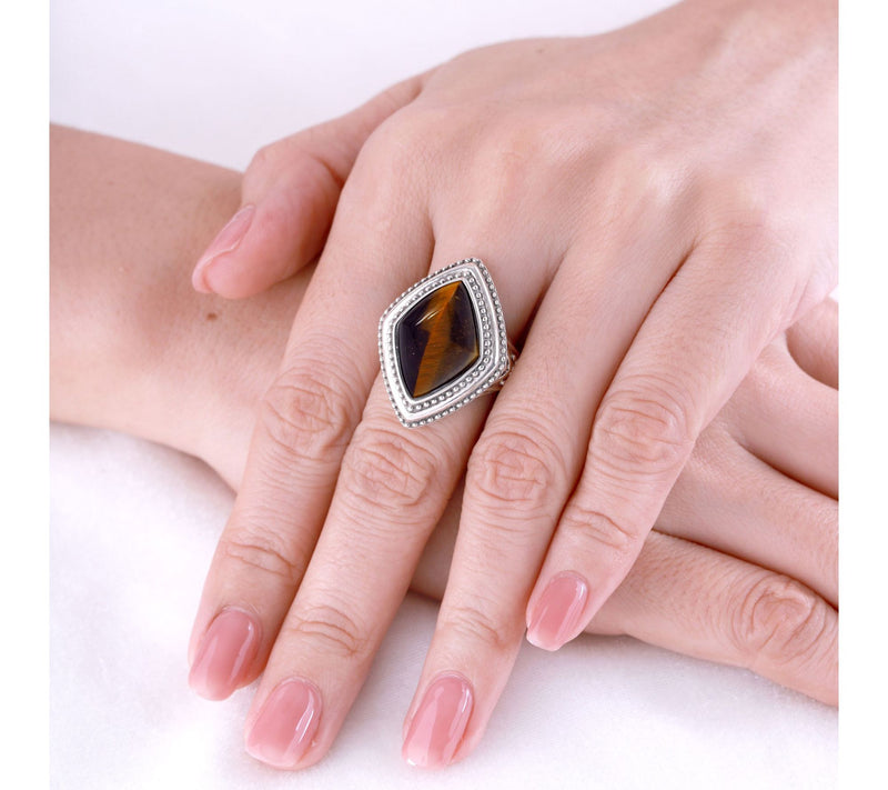 Elyse Ryan Sterling Silver Tiger's Eye Ring — View 5