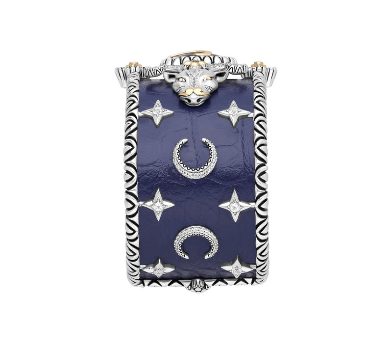 Barbara Bixby Sterling & 18K Gemstone Leather Zodiac Cuff — View 6