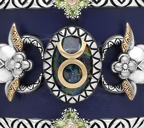 Barbara Bixby Sterling & 18K Gemstone Leather Zodiac Cuff — View 12