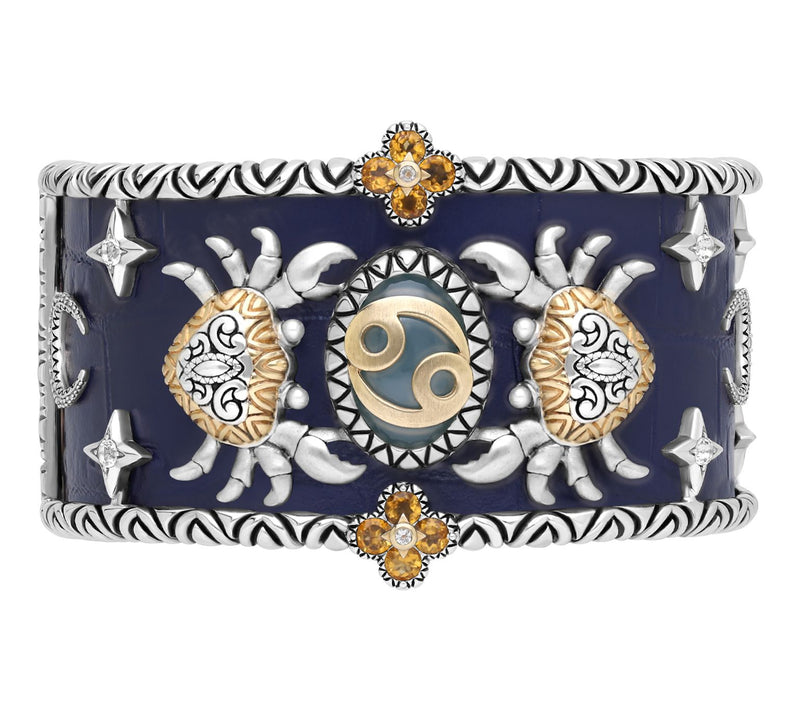 Barbara Bixby Sterling & 18K Gemstone Leather Zodiac Cuff — View 25