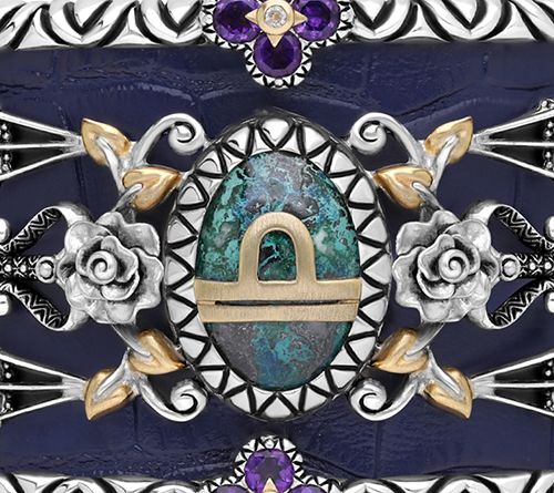 Barbara Bixby Sterling & 18K Gemstone Leather Zodiac Cuff — View 17