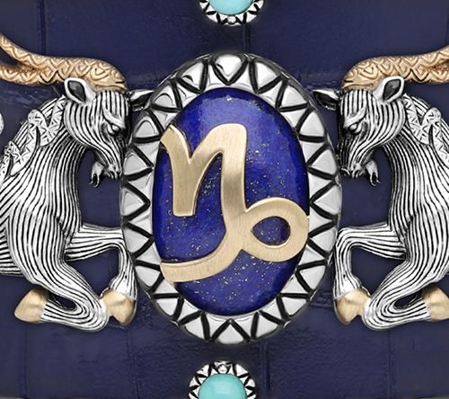 Barbara Bixby Sterling & 18K Gemstone Leather Zodiac Cuff — View 20