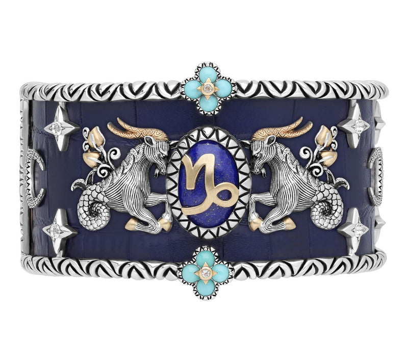 Barbara Bixby Sterling & 18K Gemstone Leather Zodiac Cuff — View 31