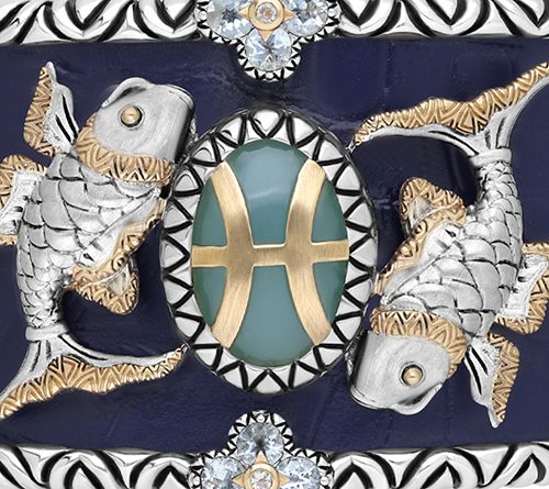 Barbara Bixby Sterling & 18K Gemstone Leather Zodiac Cuff — View 21