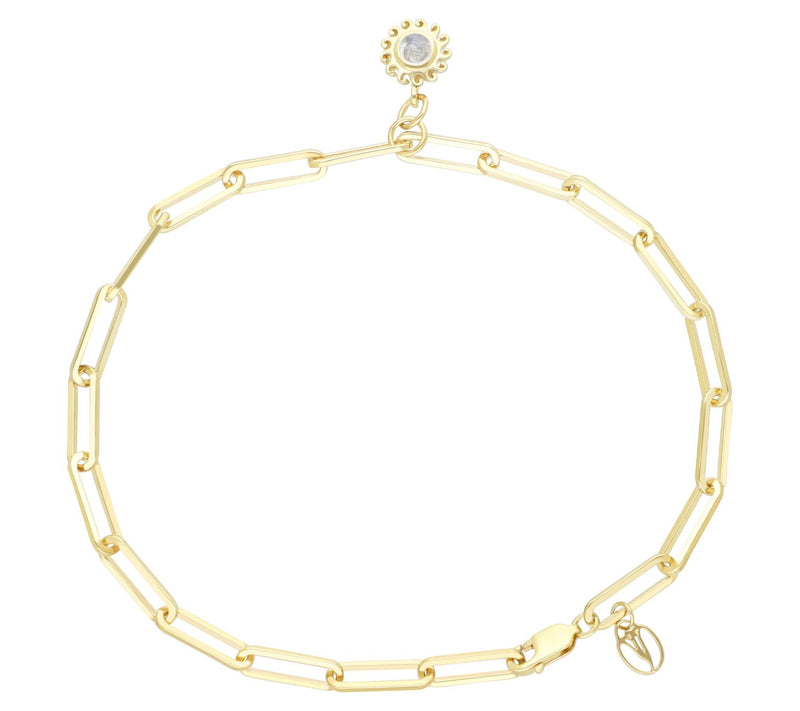 Goddaughters 14K Gold Clad Moonstone Sun AnkleBracelet — View 2