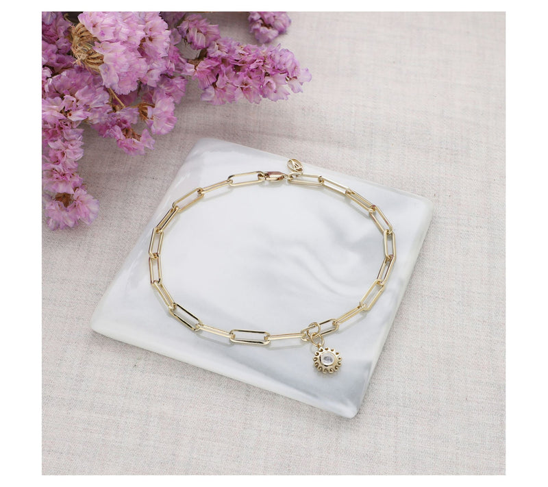 Goddaughters 14K Gold Clad Moonstone Sun AnkleBracelet — View 5