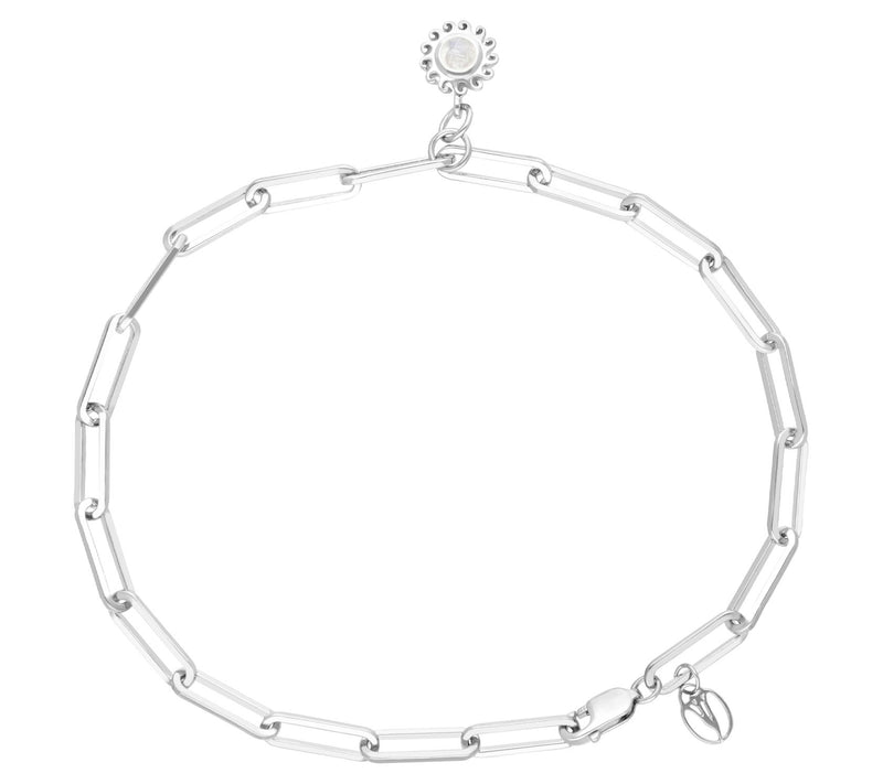 Goddaughters Sterling Silver Moonstone Sun Ankle Bracelet — View 2