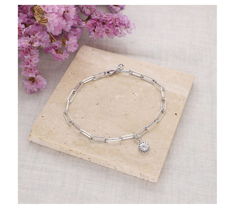 Goddaughters Sterling Silver Moonstone Sun Ankle Bracelet — View 3
