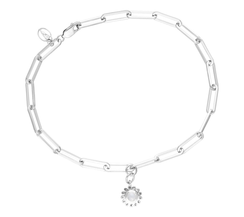 Goddaughters Sterling Silver Moonstone Sun Ankle Bracelet — Main view