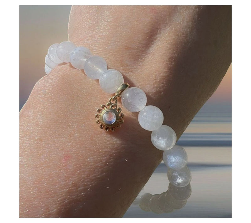 Goddaughters 14K Gold Clad Moonstone Sun Stretch Bracelet — View 6