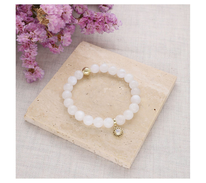 Goddaughters 14K Gold Clad Moonstone Sun Stretch Bracelet — View 4