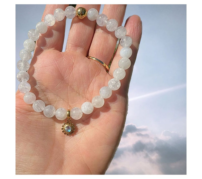 Goddaughters 14K Gold Clad Moonstone Sun Stretch Bracelet — View 5