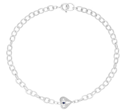 Goddaughters Sterling Sapphire Angel Eye HeartAnkle Bracelet