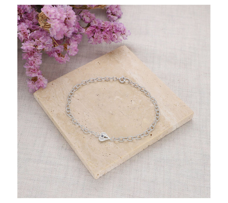 Goddaughters Sterling Sapphire Angel Eye HeartAnkle Bracelet — View 4