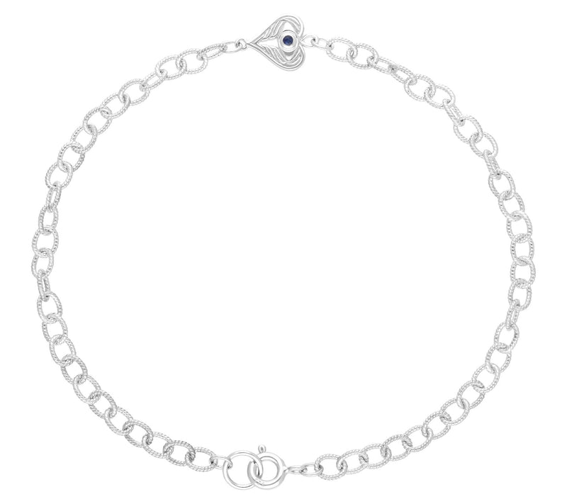 Goddaughters Sterling Sapphire Angel Eye HeartAnkle Bracelet — View 2