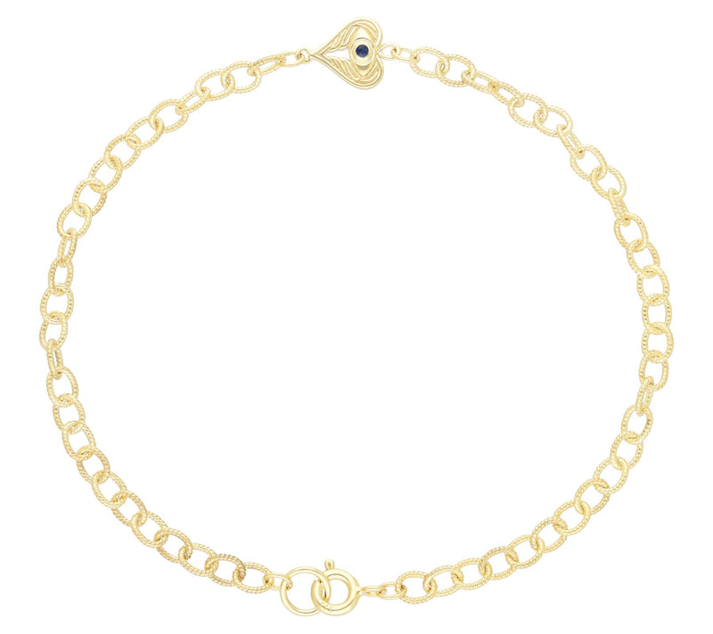 Goddaughters 14K Clad Sapphire Angel Eye HeartAnkle Bracelet — View 2