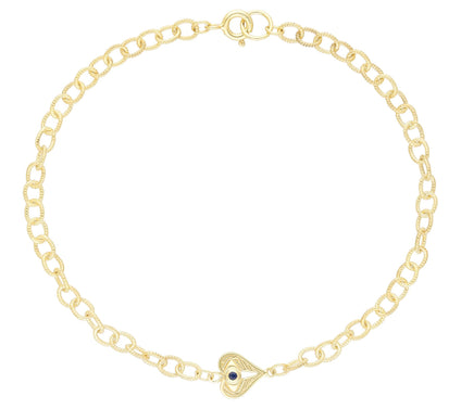 Goddaughters 14K Clad Sapphire Angel Eye HeartAnkle Bracelet