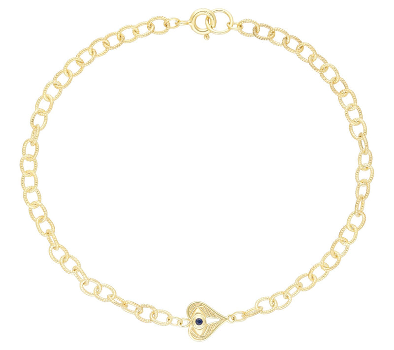 Goddaughters 14K Clad Sapphire Angel Eye HeartAnkle Bracelet — Main view